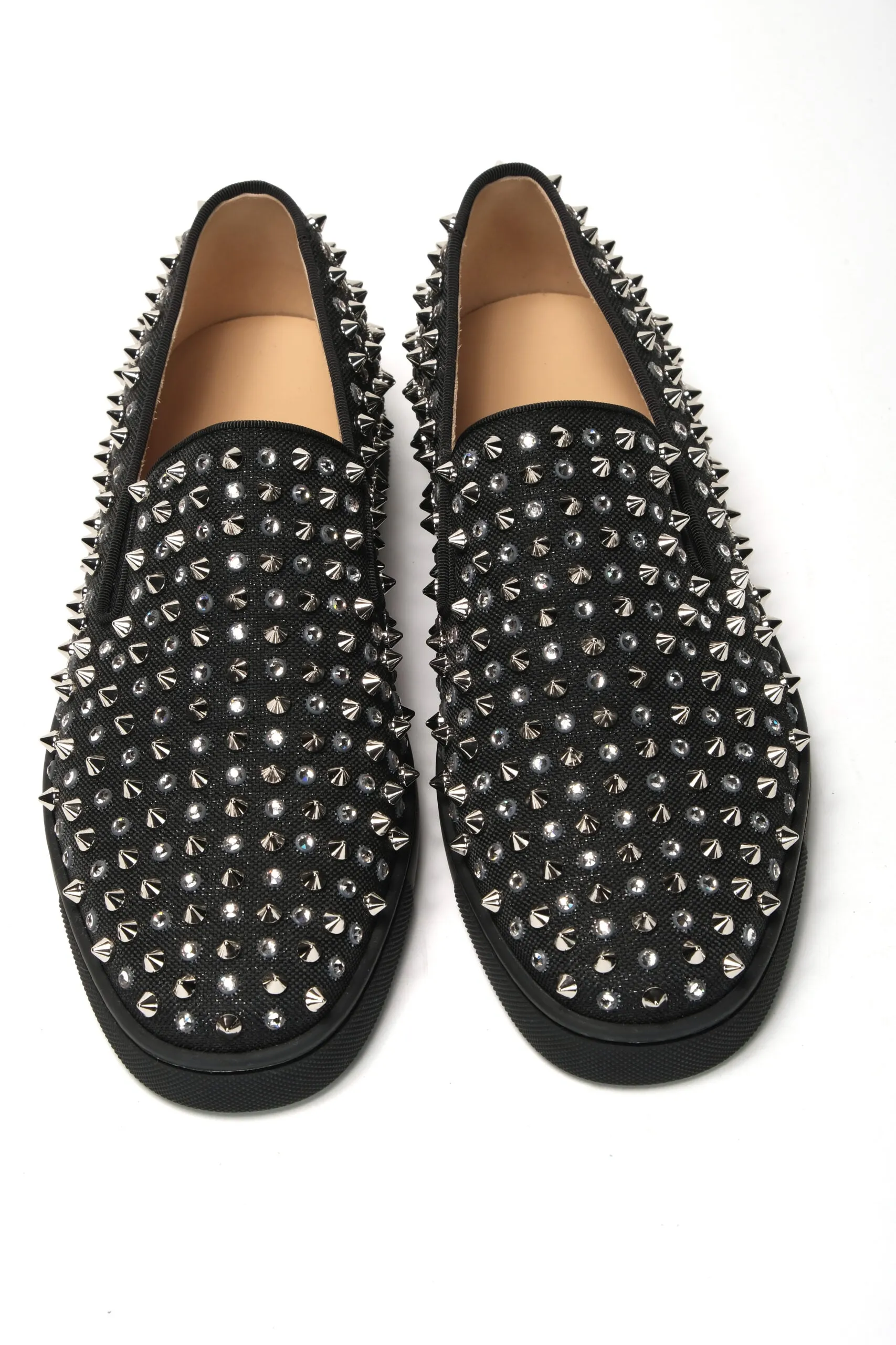 Christian Louboutin Black/Crystal Sv Version Roller 1c1s Flat Shoes Where To Buy Loafers In Japan