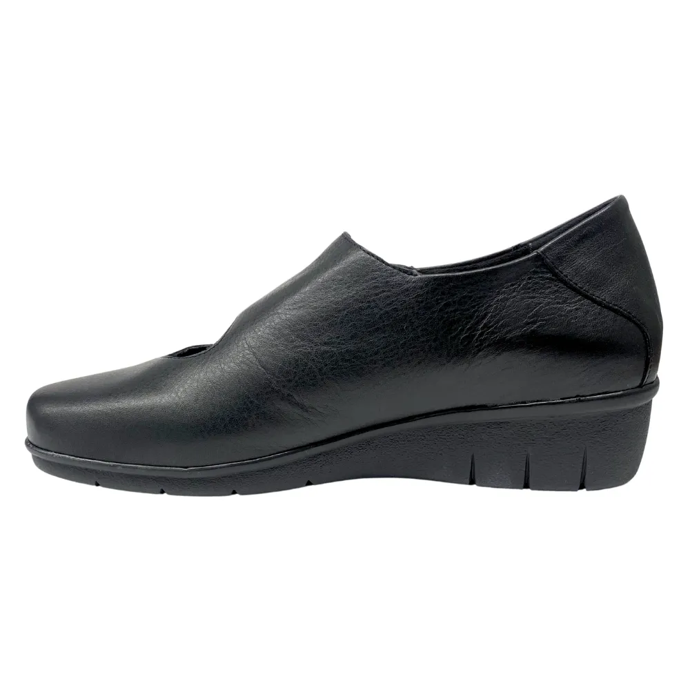 Valeria's Maddy Black Wedge Slip-On (Women's) Comfortable Slip Ons