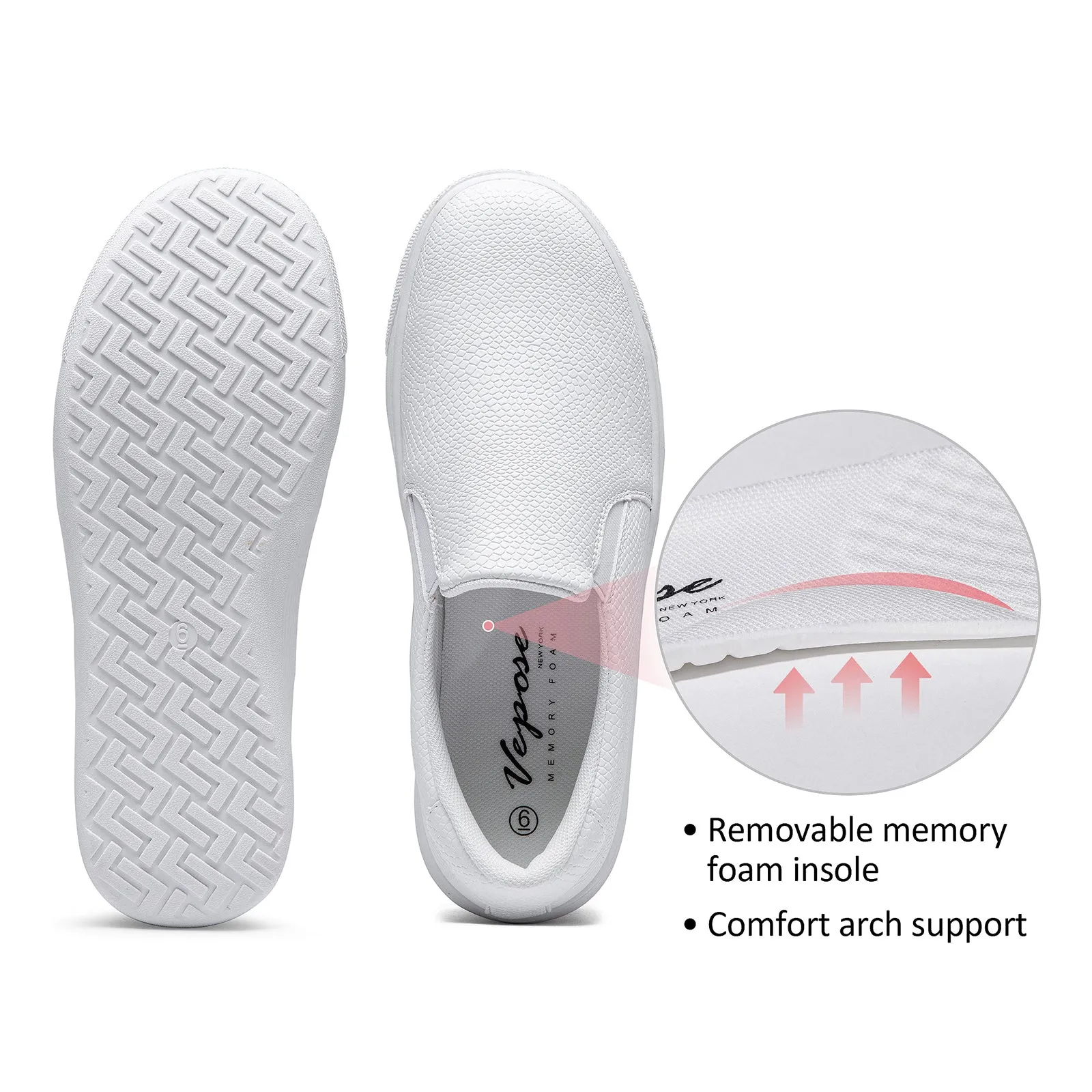 Reef Sneakers Vepose 8008 Slip on Sneakers Women Fashion Sneakers Comfortable Casual Loafers Shoes with Memory Foam