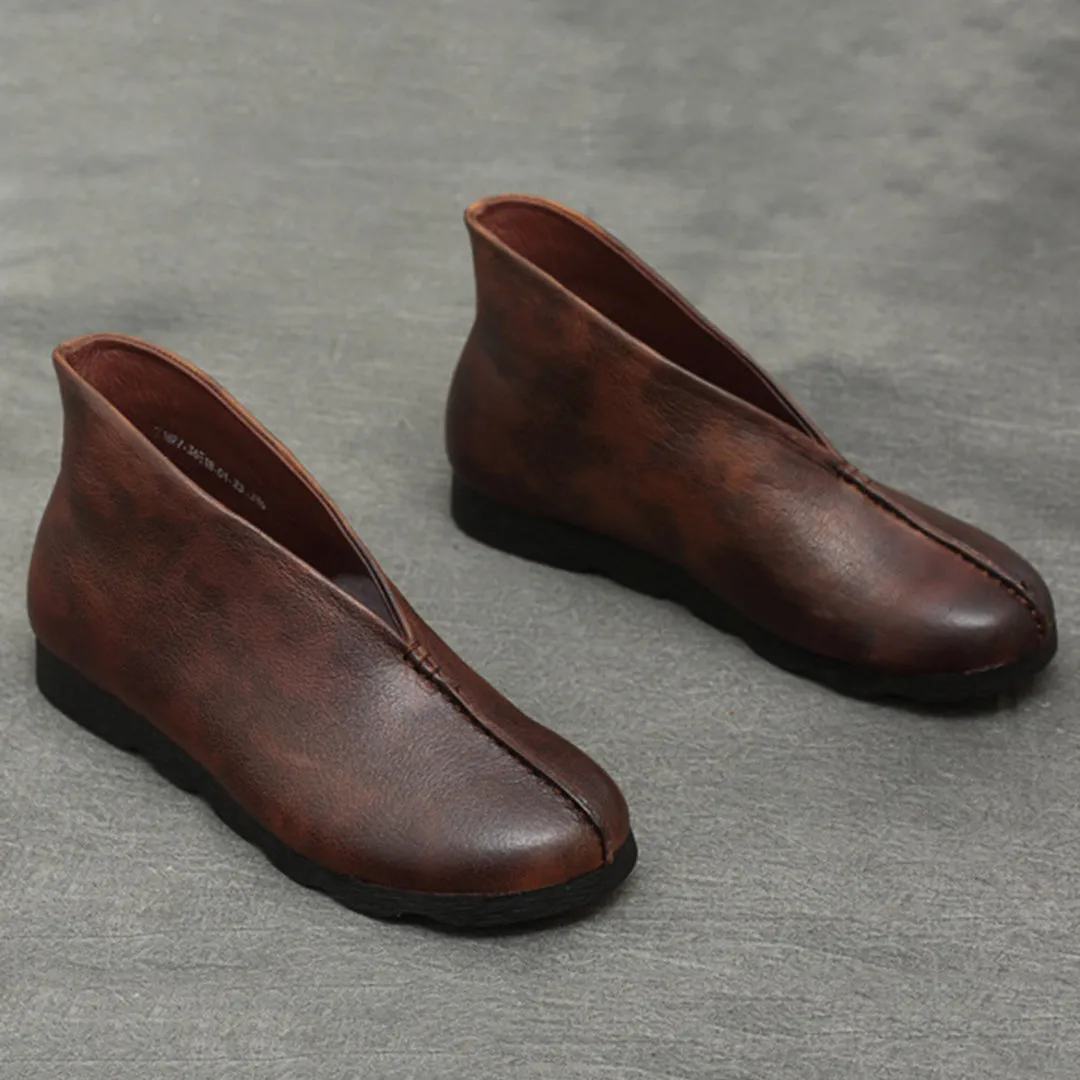 Lightweight Breathable Work Boots Retro Simple Spliced Leather Shoes