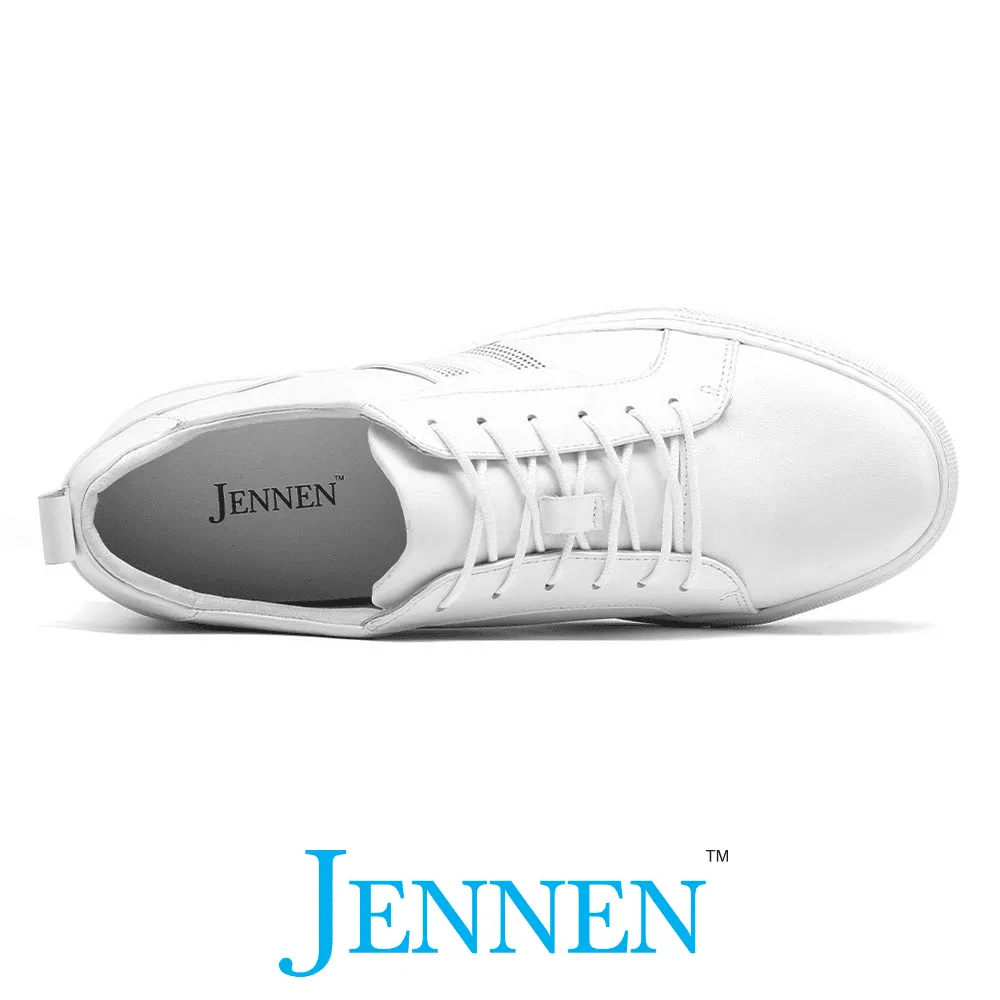 Mr. Sacil Beta White 6cm | 2.4 inch Taller Men's Gym Style Shoes Height Prada Patent Leather Sneakers