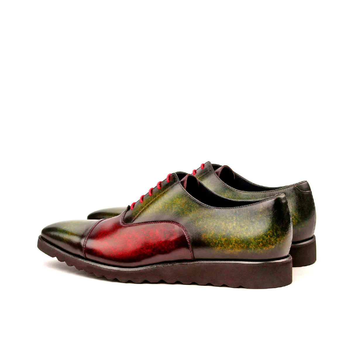 Work Boots For Walking On Concrete Men's Oxford Shoes Patina Wide Burgundy Green 2506