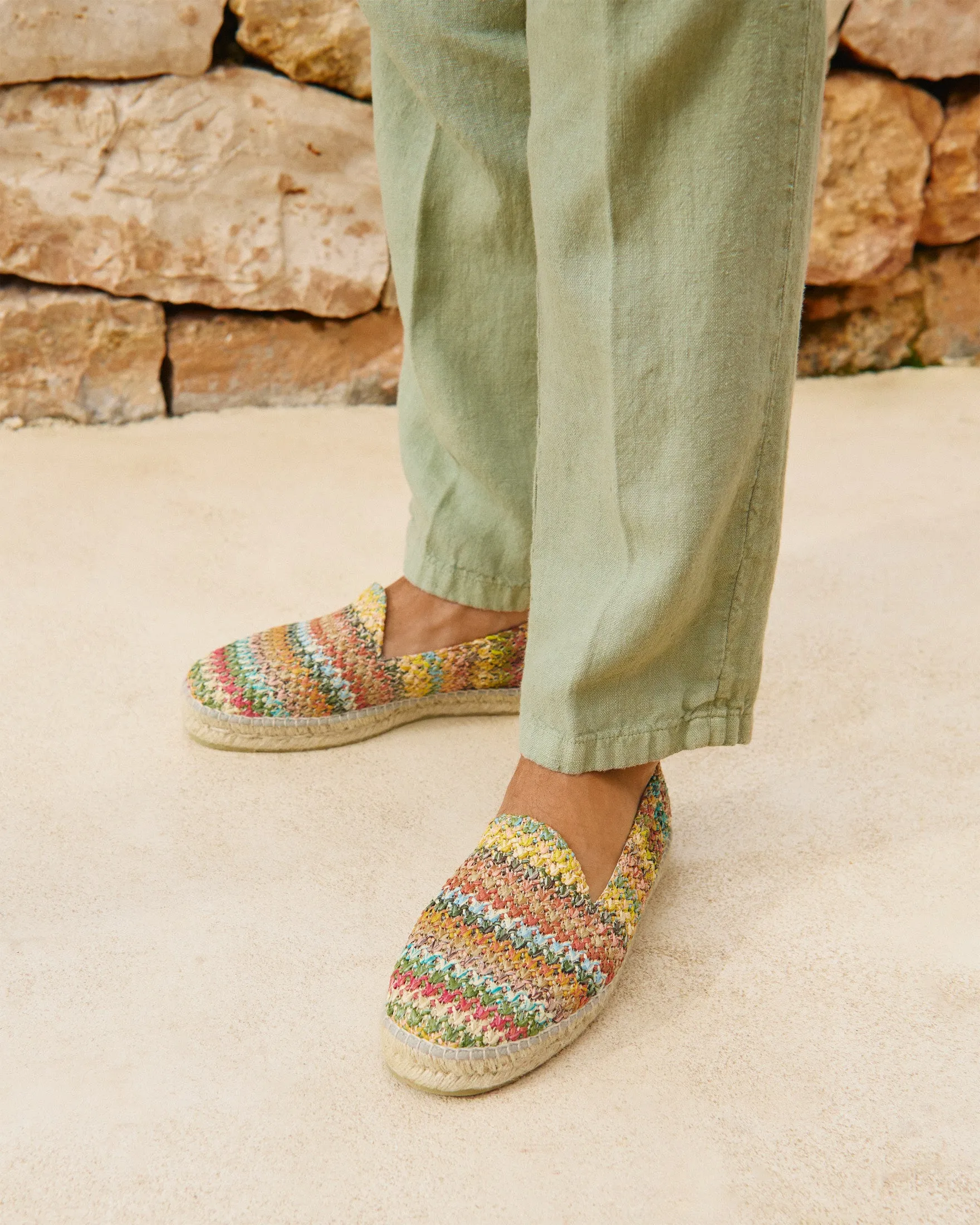 Metal Slippers Woven Raffia Espadrilles - H34C0 - Yucatn Multicolor