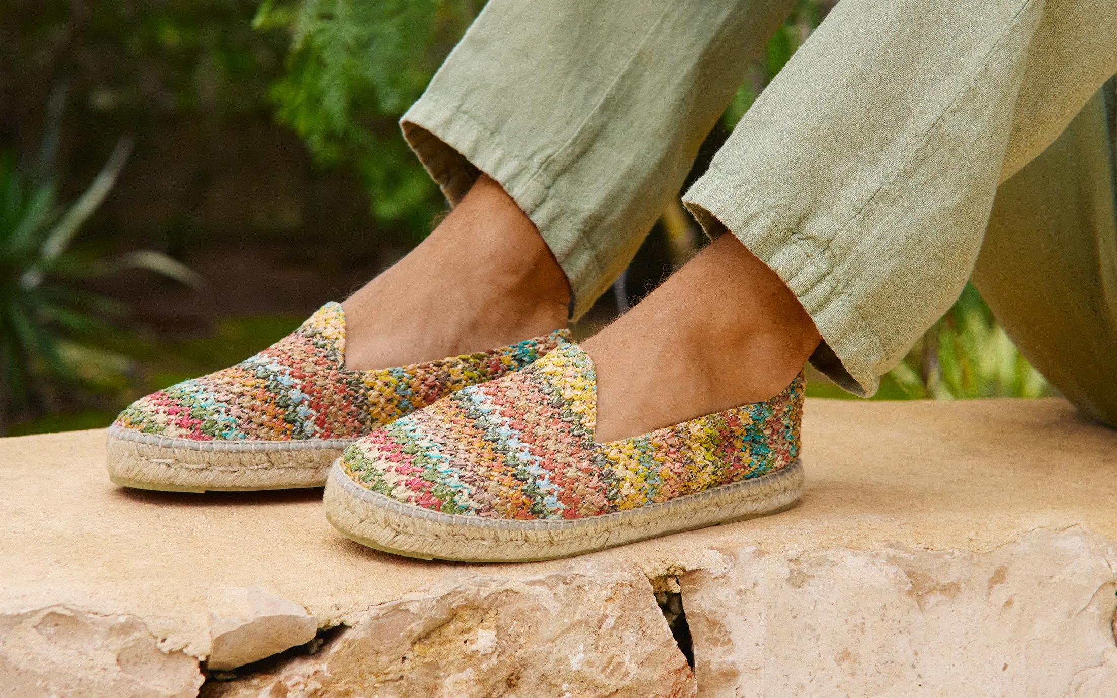 Woven Raffia Espadrilles - H34C0 - Yucatn Multicolor Sock Slippers With Grippers