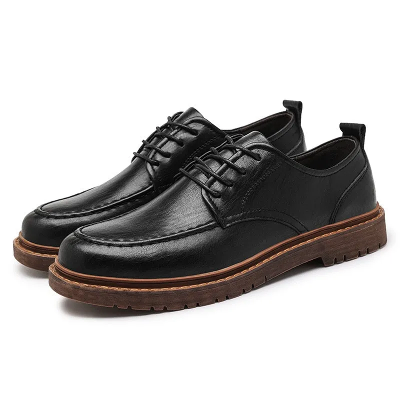 Warm Waterproof Work Boots Riolio New Men Handmade Loafers Shoes Brogue Casual Shoes Men Genuine Leather Shoes Cargo Work Boots Business Casual Sneakers