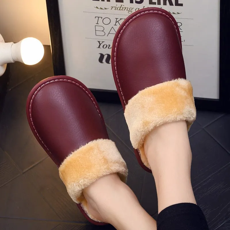 Waterproof PU Leather Outsole Slippers Moodpop Slippers