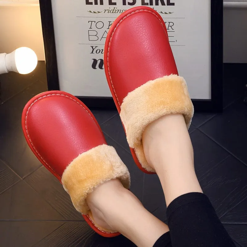 Feet With Slippers Waterproof PU Leather Outsole Slippers