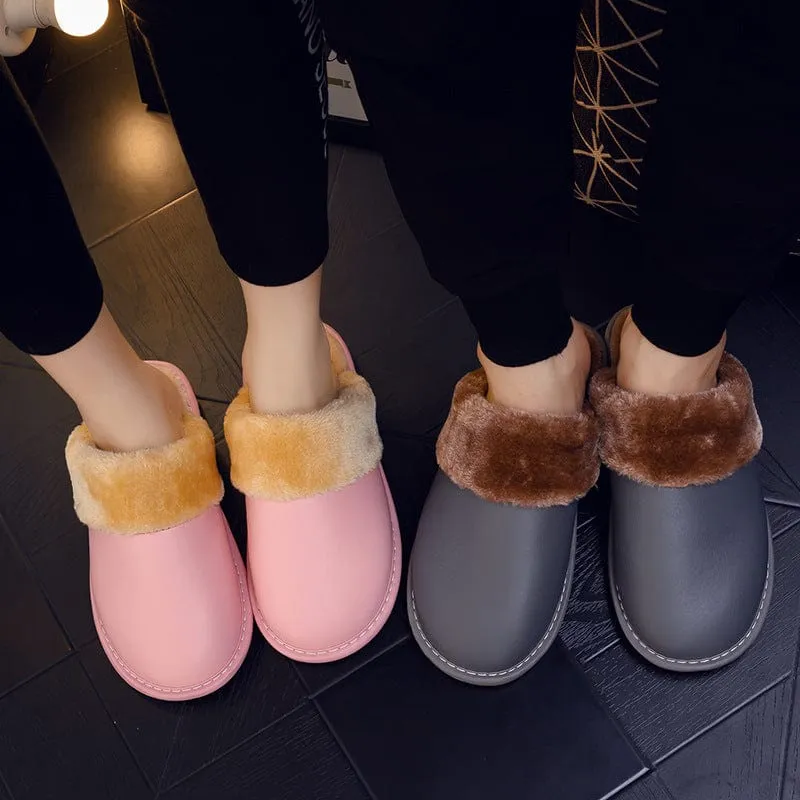 Waterproof PU Leather Outsole Slippers Cross Slippers