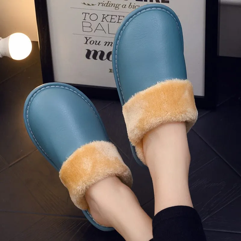 Waterproof PU Leather Outsole Slippers Slippers With A Nut Logo