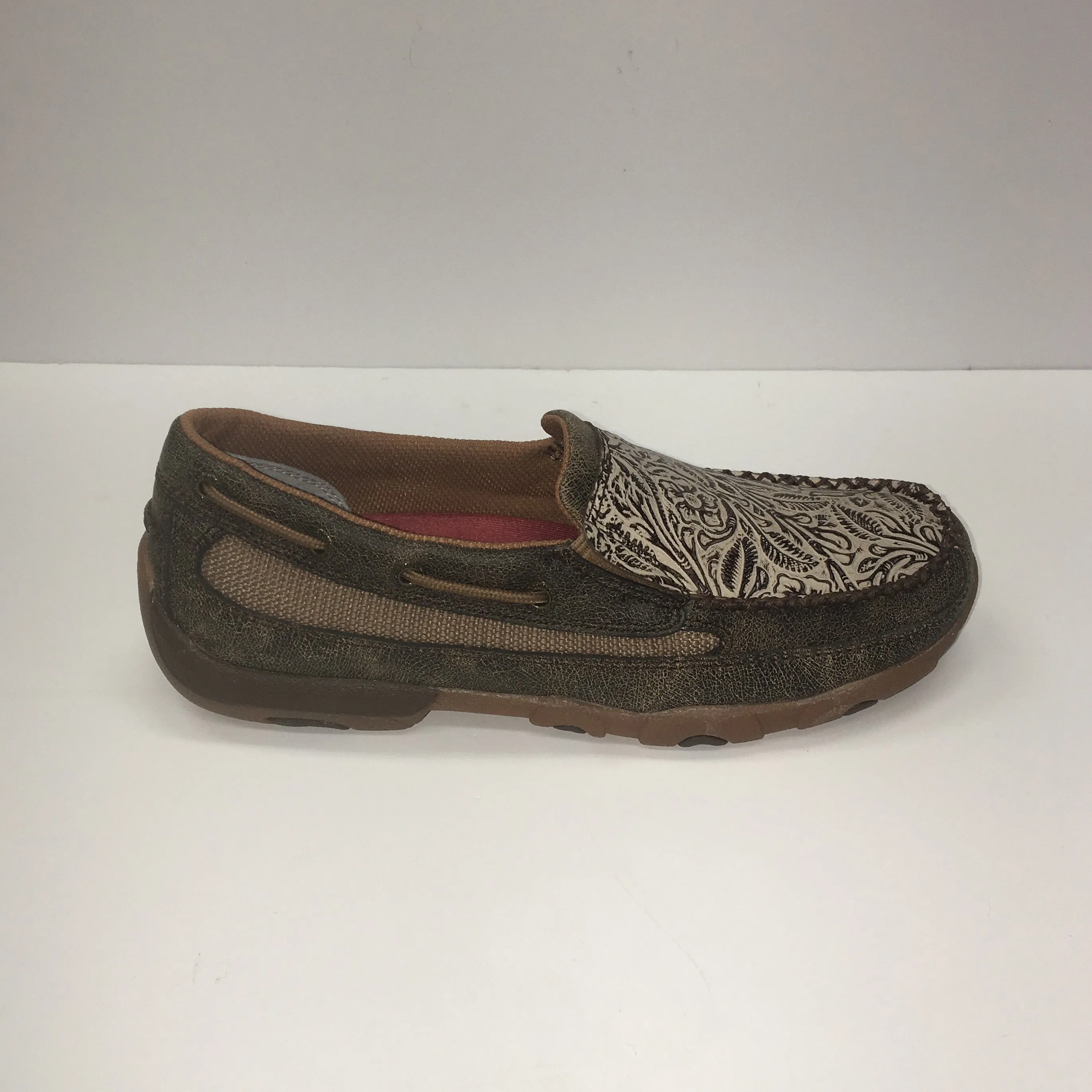 WE Exclusive ~  Twisted X Women's Tan Floral Embossed Slip On Moc Slip On Dress Loafers