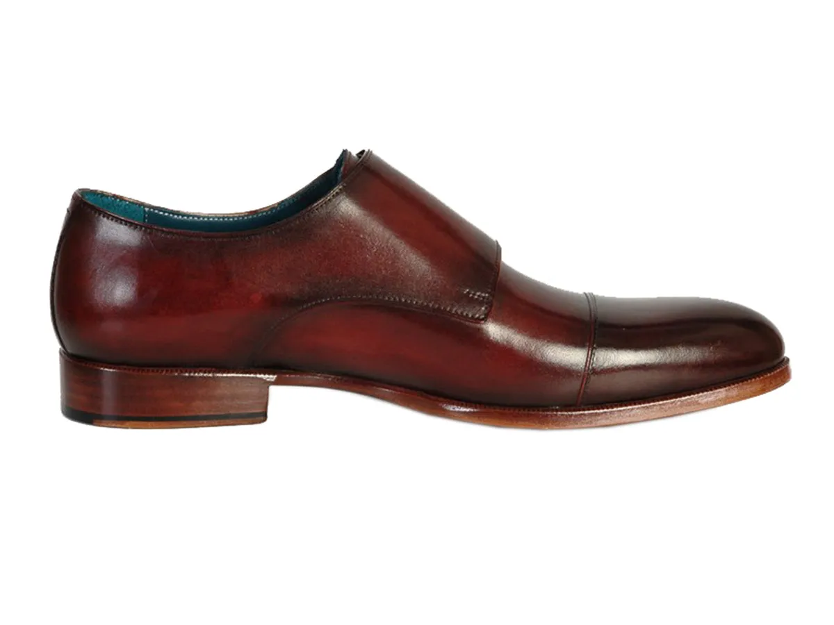 Paul Parkman Men's Cap-Toe Double Monkstraps Brol Dark Brown Shoes (Id#045)