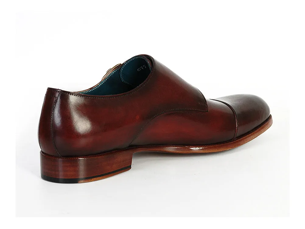 Paul Parkman Men's Cap-Toe Double Monkstraps Brol Dark Brown Shoes (Id#045)