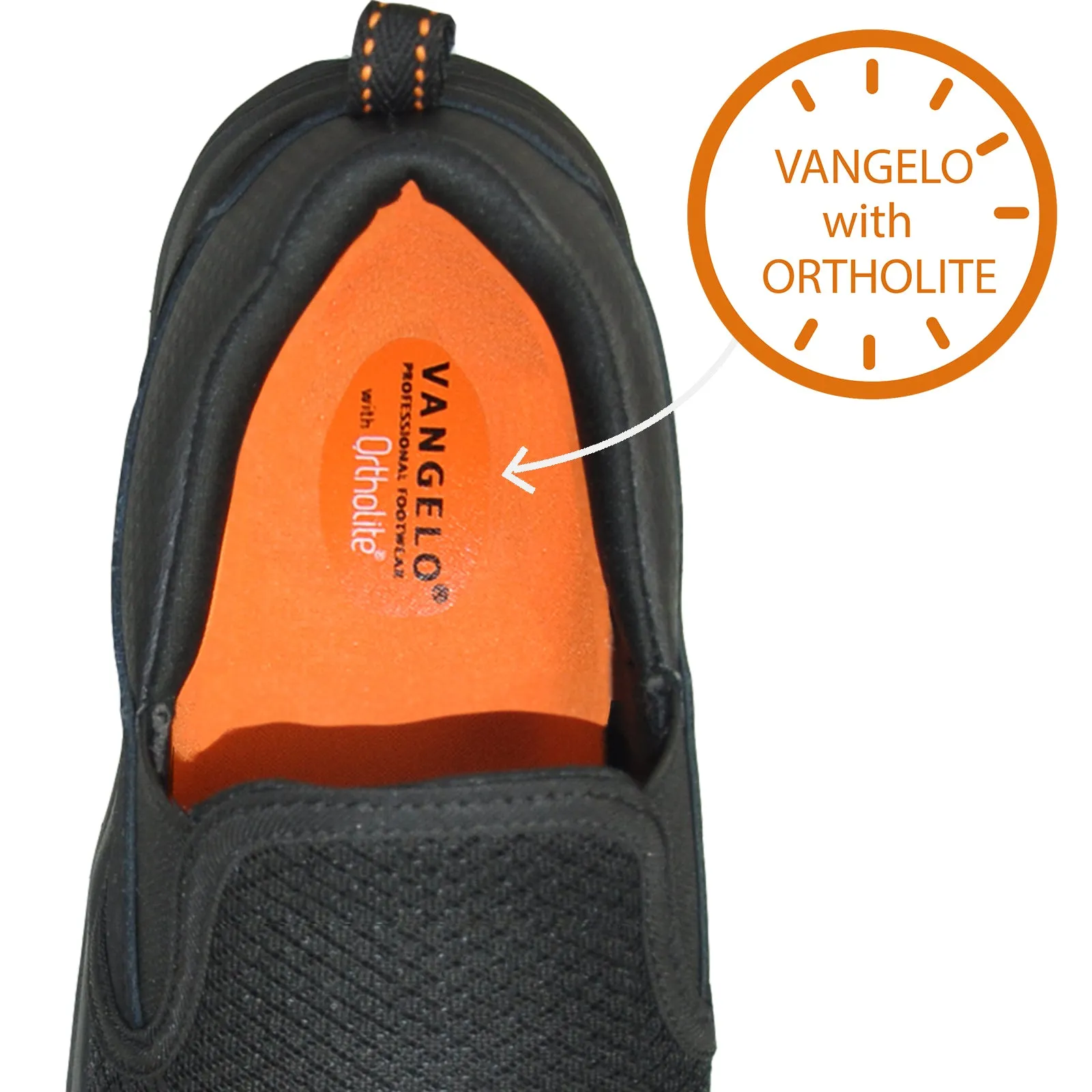 Usa Made Slip On Work Boots VANGELO Women Slip Resistant Shoe AVA-1 Black