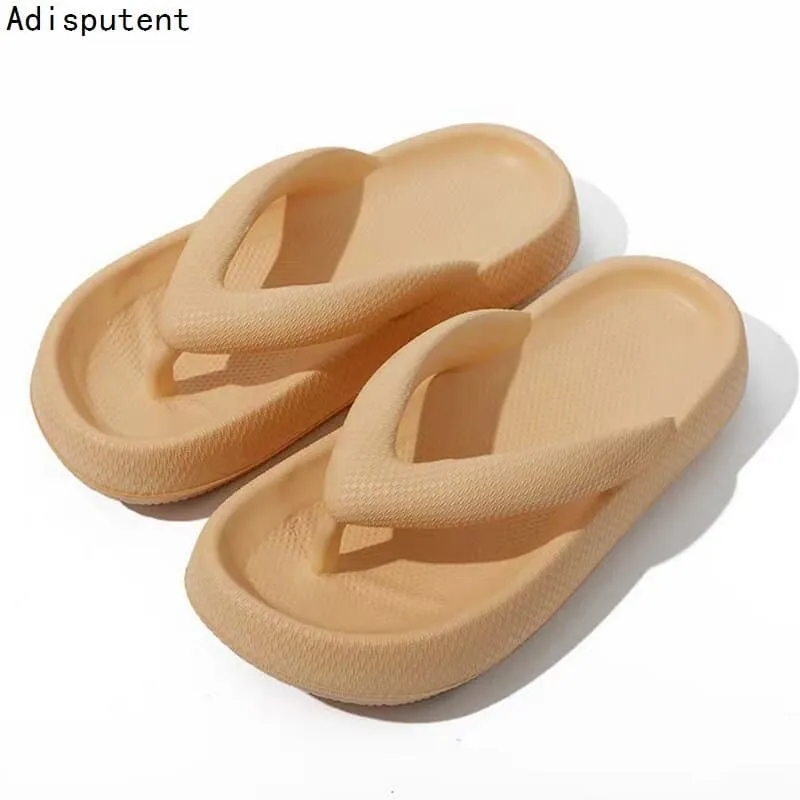 Flip Flop Fly Song Wedge Heels Flip Flops Women Slippers Summer Thick Bottom Sandals Platform Slippers Soft Fashion Shoes Non-Slip Beach Slides