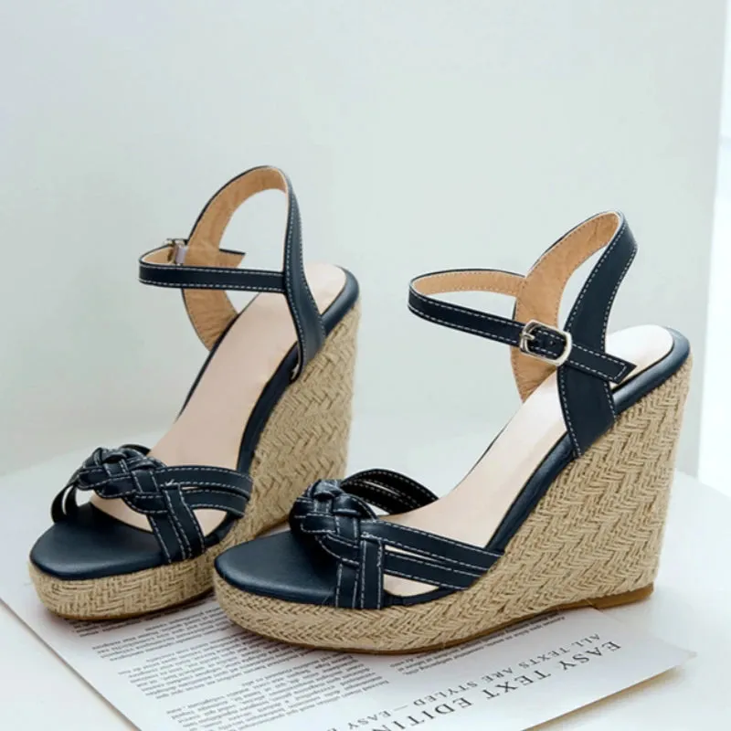 Christina Flip Flop Wedge Shoes Sandals For Women Summer Fashion Knitted High Heels Gladiator Flip Flops Casual White Party Shoes Large Size 45 47