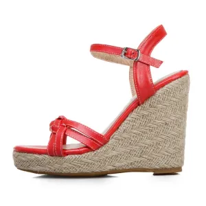 Wedge Shoes Sandals For Women Summer Fashion Knitted High Heels Gladiator Flip Flops Casual White Party Shoes Large Size 45 47 Leather Wedge Flip Flops