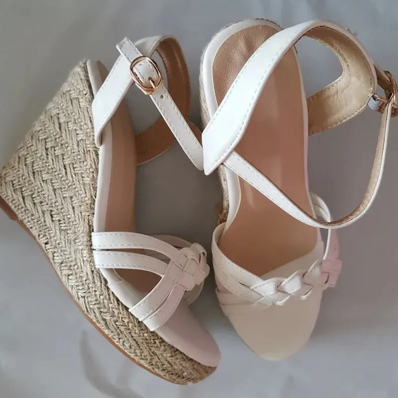 Rainbow Flip Flops In Stores Wedge Shoes Sandals For Women Summer Fashion Knitted High Heels Gladiator Flip Flops Casual White Party Shoes Large Size 45 47