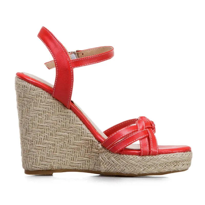 Flip Flops With Toe Cover Wedge Shoes Sandals For Women Summer Fashion Knitted High Heels Gladiator Flip Flops Casual White Party Shoes Large Size 45 47