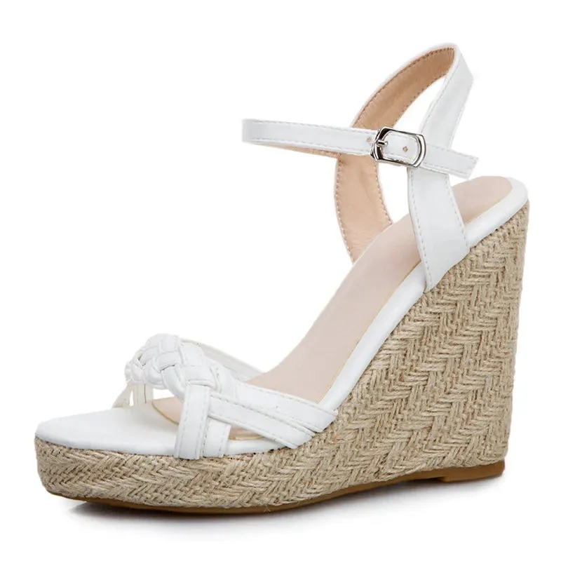 Wedge Shoes Sandals For Women Summer Fashion Knitted High Heels Gladiator Flip Flops Casual White Party Shoes Large Size 45 47 Flip Fl