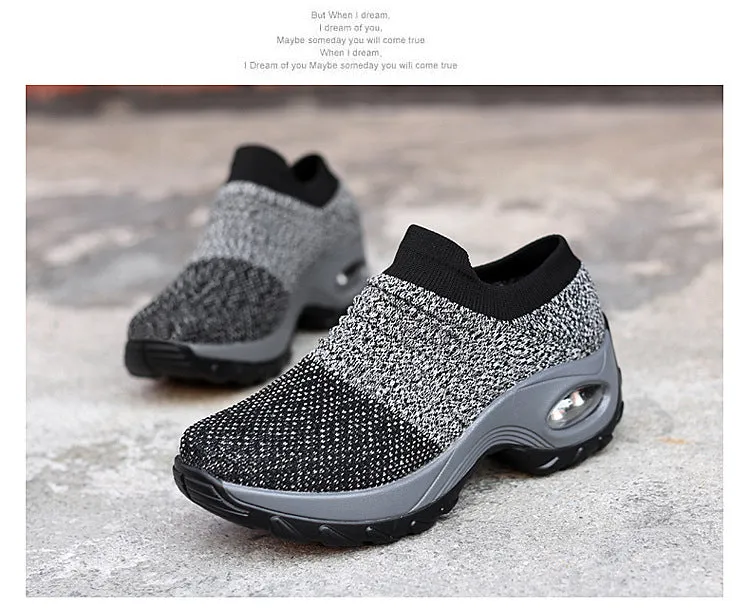 Women Breathable Mesh Casual Shoes Extra Wide Pull On Work Boots