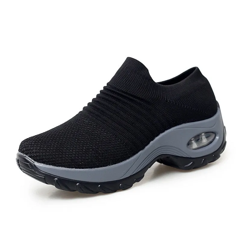 Women Breathable Mesh Casual Shoes Work Boots With No Laces