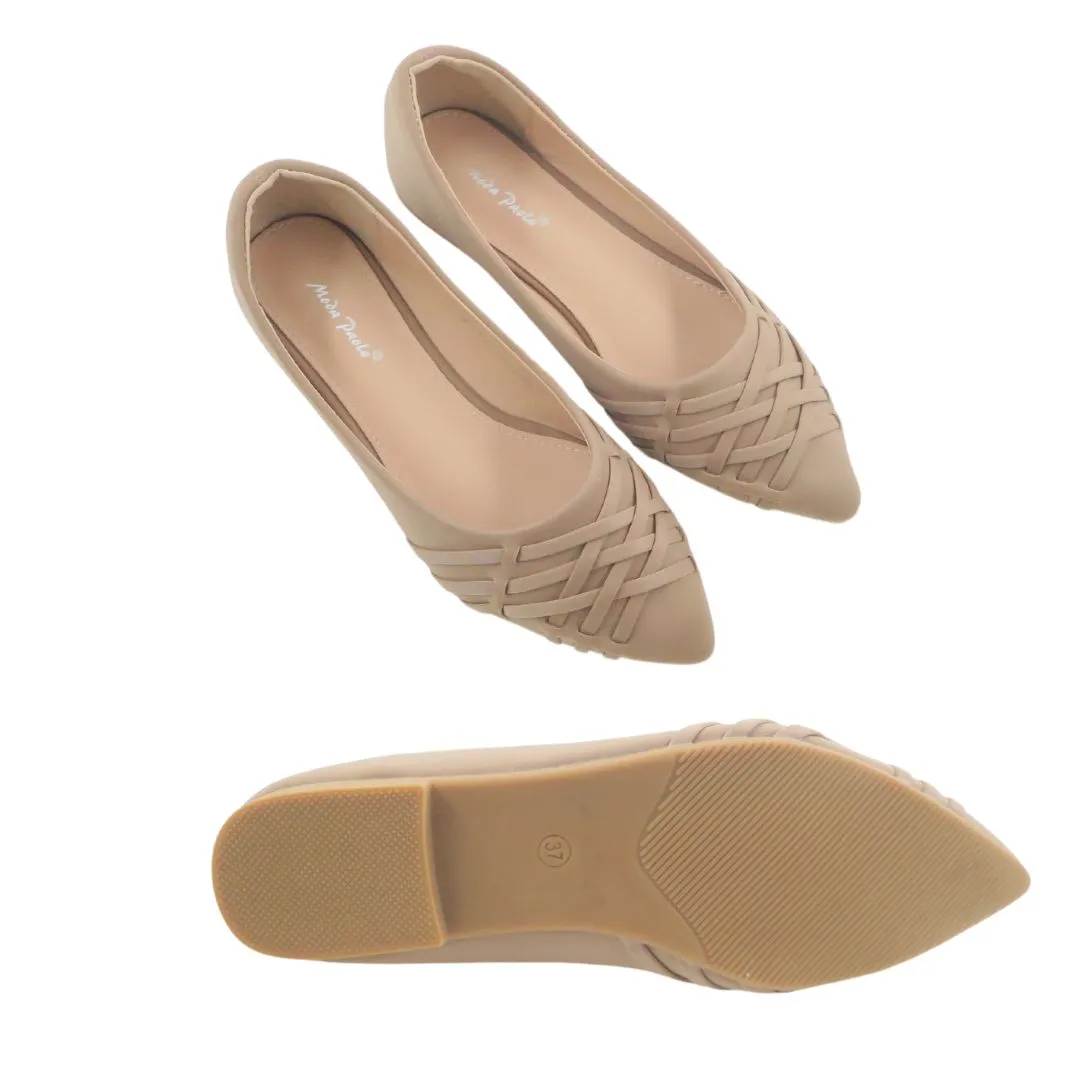 Waterproof Shoes Ballet Flats Women Flat Shoes Pointed Toe (35094T)