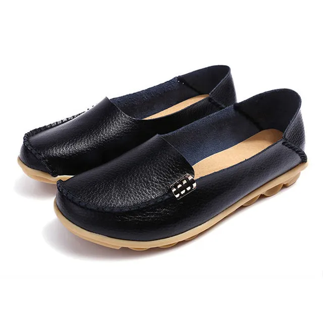 Caroline Loafers Women Flats Slip On Women Loafers Soft Moccasins With Genuine Leather Shoes
