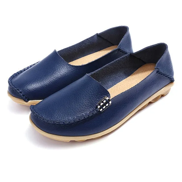 Jessie Loafers Women Flats Slip On Women Loafers Soft Moccasins With Genuine Leather Shoes