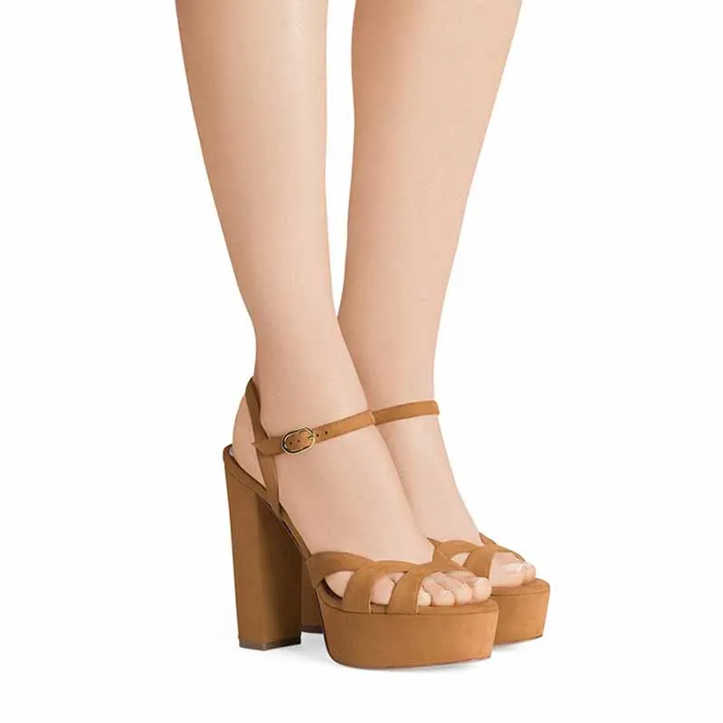 Sandals With Toe Women Platform Sandals Peep Toe Ankle Strap Heeled Shoes