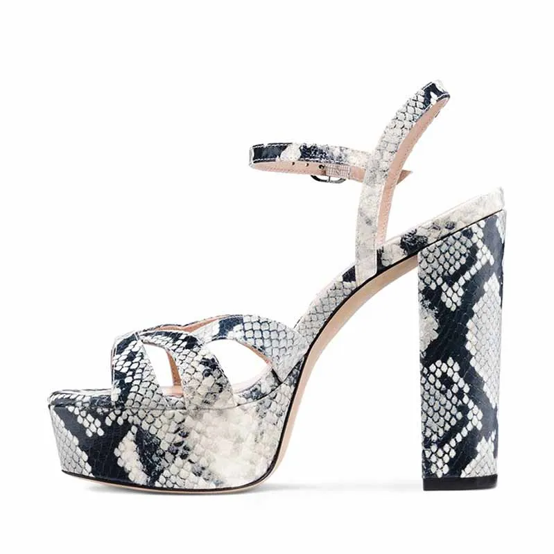 Women Platform Sandals Peep Toe Ankle Strap Heeled Shoes Non Open Toe Sandals