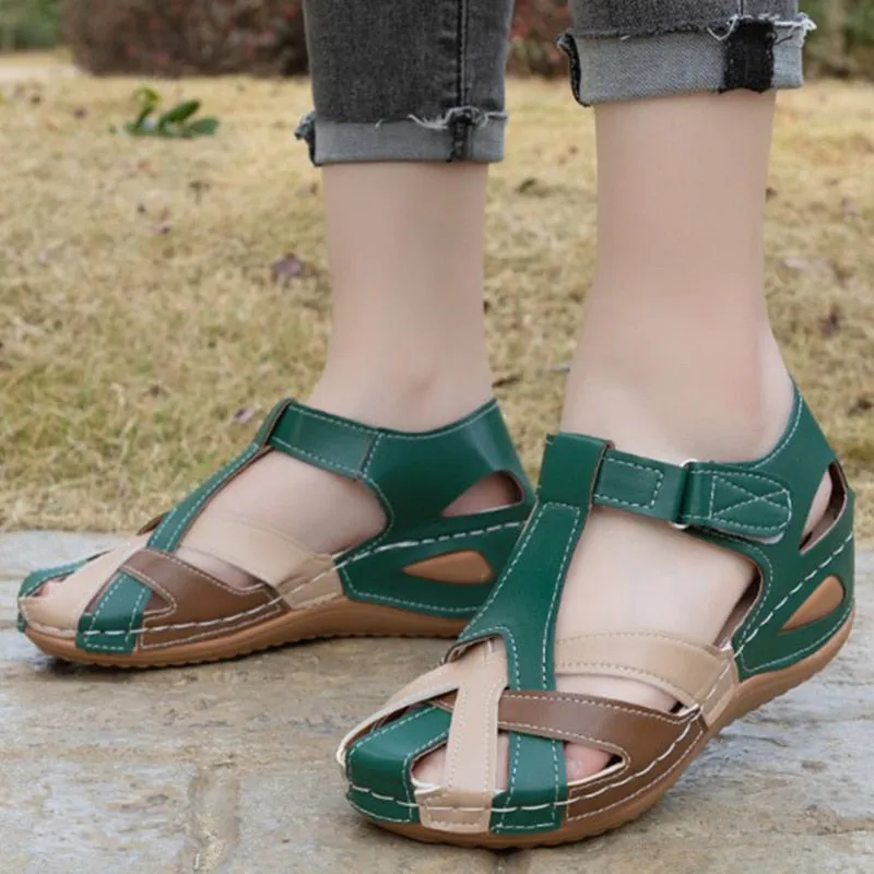 Women Sandals Shoes Fashion Women Walking Sandals Open Toe Shoes For Women Leather Wedge Sandals