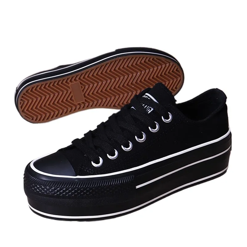 Women Stylish Canvas Slip On Platform Pumps Recycled Tire Flip Flops