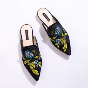 Women Summer Embroider Velet Mules Fur Slides Chiara Ferragni Slippers Flats Flip Flops Slipony Slip On Sandals Ladies Shoes Waffle Flip Flops