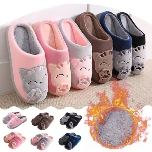 Beach Bag And Flip Flops Women Winter Home Slippers Cartoon Cat Non-slip Warm Indoors Bedroom Floor Shoes Plush Slippers Women Faux Fur Slides Flip Flops