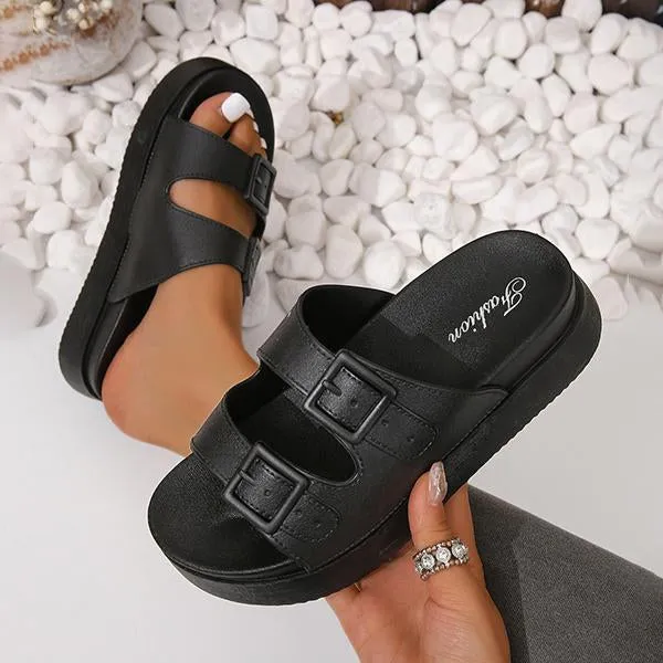 Women's Fashionable Platform Non-Slip Soft Soled Slippers 03683584S Leather House Slippers