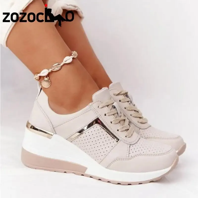 Sneakers Olympics Women's Lace-Up Wedge Casual Sneakers