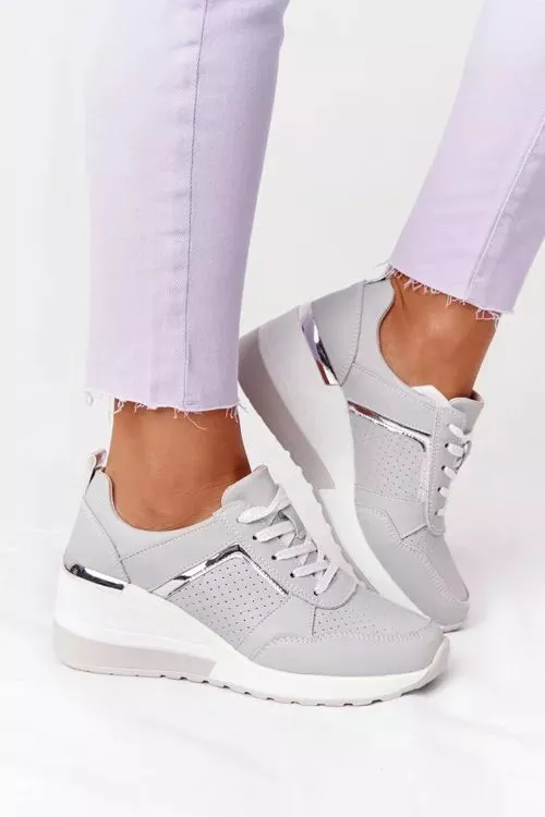 Women's Lace-Up Wedge Casual Sneakers One Piece Sneakers