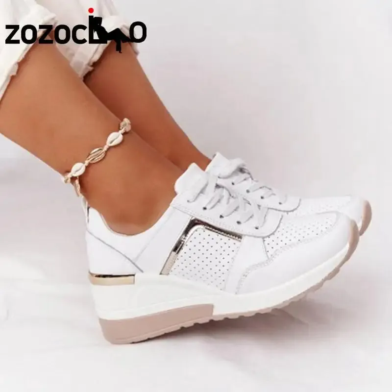 Women's Lace-Up Wedge Casual Sneakers Sneakers Black Friday