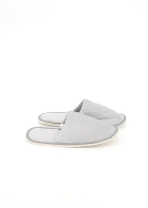 Women's Plain Slippers,Light Grey Cow Skin Slippers