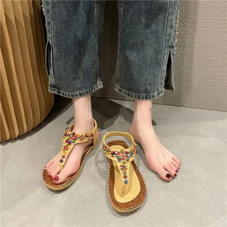 Women's Sandals Summer 2024 Luxury Casual Barefoot Flip Flops For Women Comfortable Flats Outdoor Fashion Ladies Shoes Footwear Best Flip Flops For Bad Feet