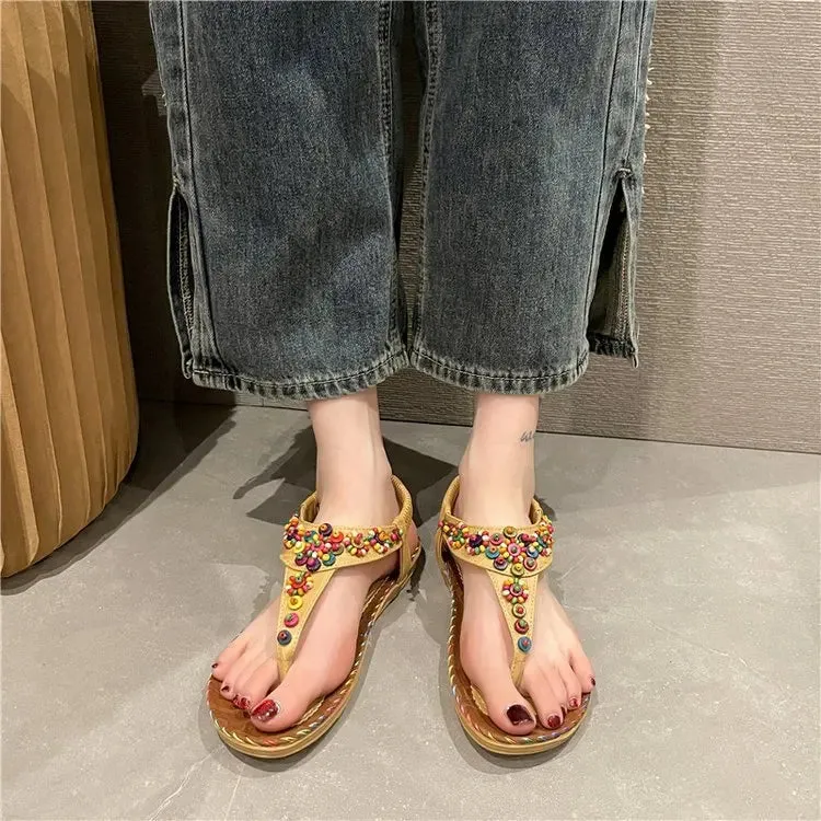 Paris Flip Flops Women's Sandals Summer 2024 Luxury Casual Barefoot Flip Flops For Women Comfortable Flats Outdoor Fashion Ladies Shoes Footwear