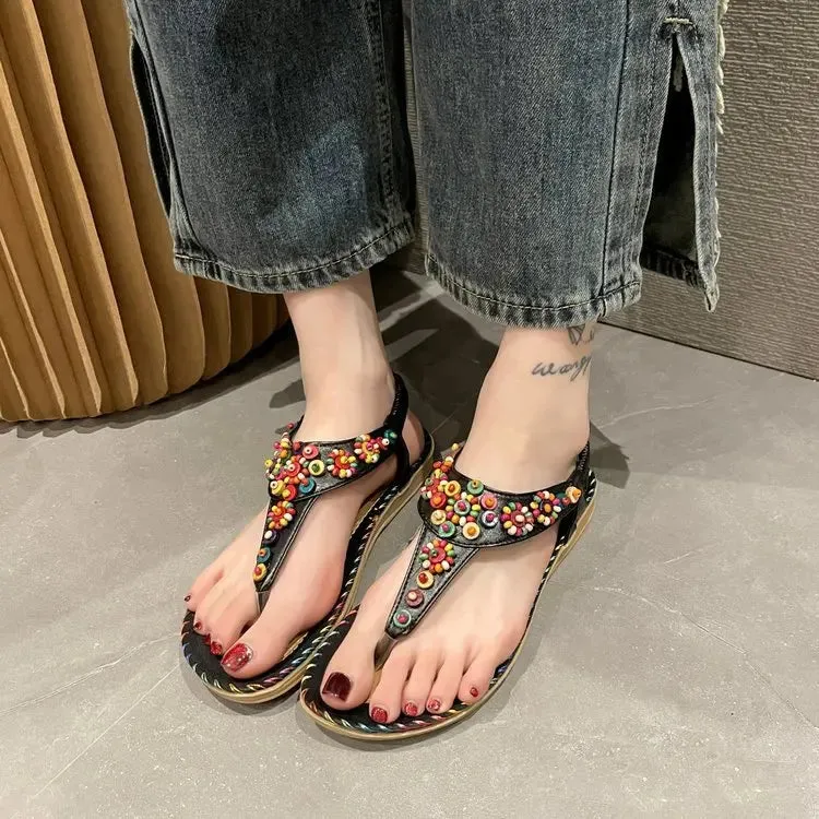 Massage Fit Flip Flops Women's Sandals Summer 2024 Luxury Casual Barefoot Flip Flops For Women Comfortable Flats Outdoor Fashion Ladies Shoes Footwear