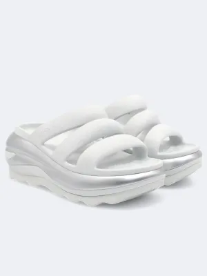 Tasmen Slippers Women's Textured Slippers,White/Silver