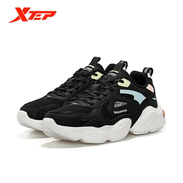 Xtep Women's Shoes Sports New Spring Authentic Thick-Soled Fashion Shoes Bling Sneakers Shoes