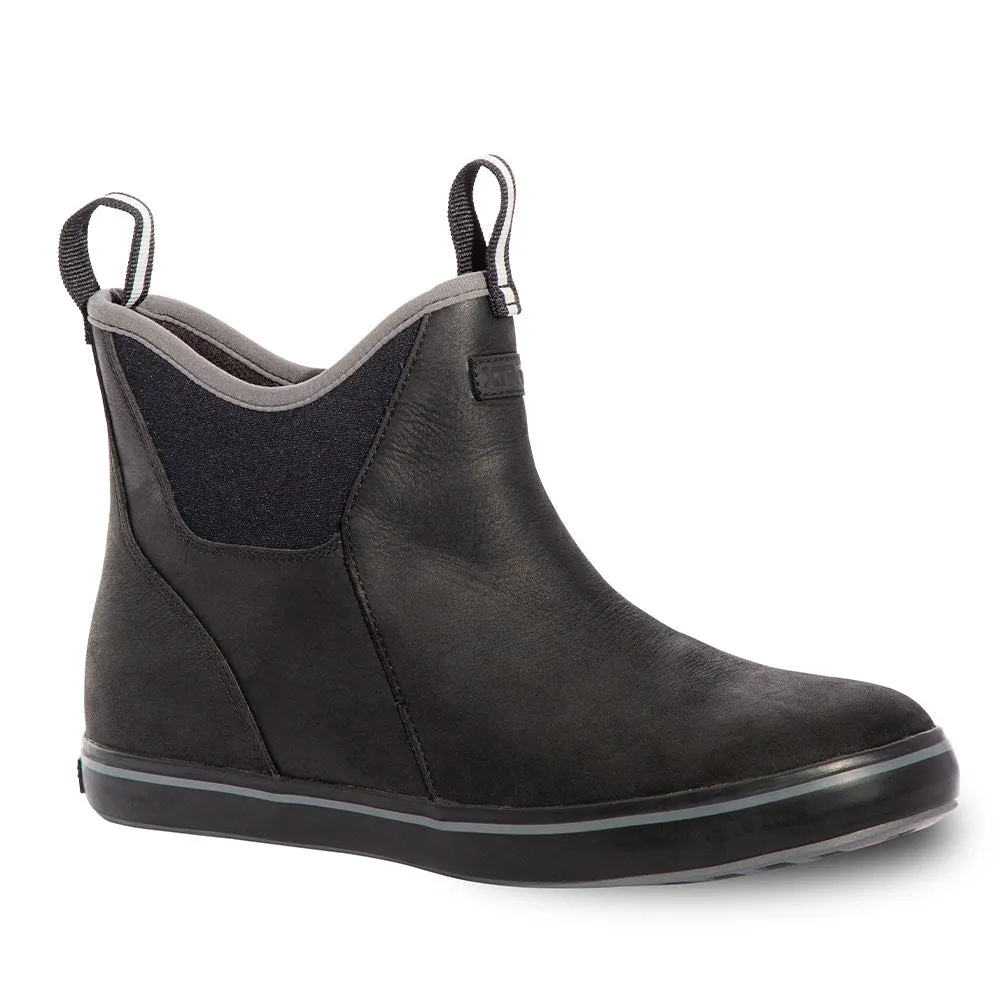 XTRATUF Women's Leather Ankle Deck Boots- Black Ll Bean Slip On