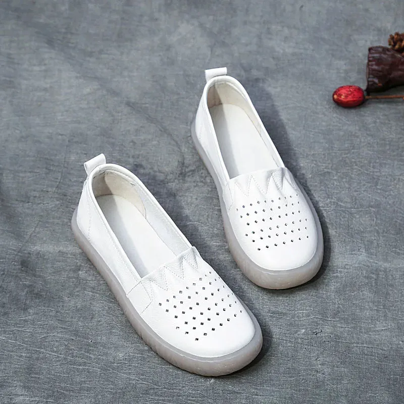 Merrell Loafers Genuine Leather Loafers for Woman, Flat Shoes, Breathable Slip On Summer Casual Shoes.