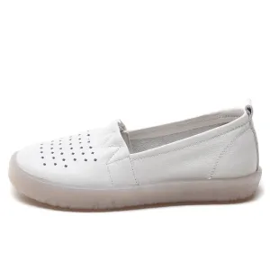 Genuine Leather Loafers for Woman, Flat Shoes, Breathable Slip On Summer Casual Shoes. Elegant Loafers