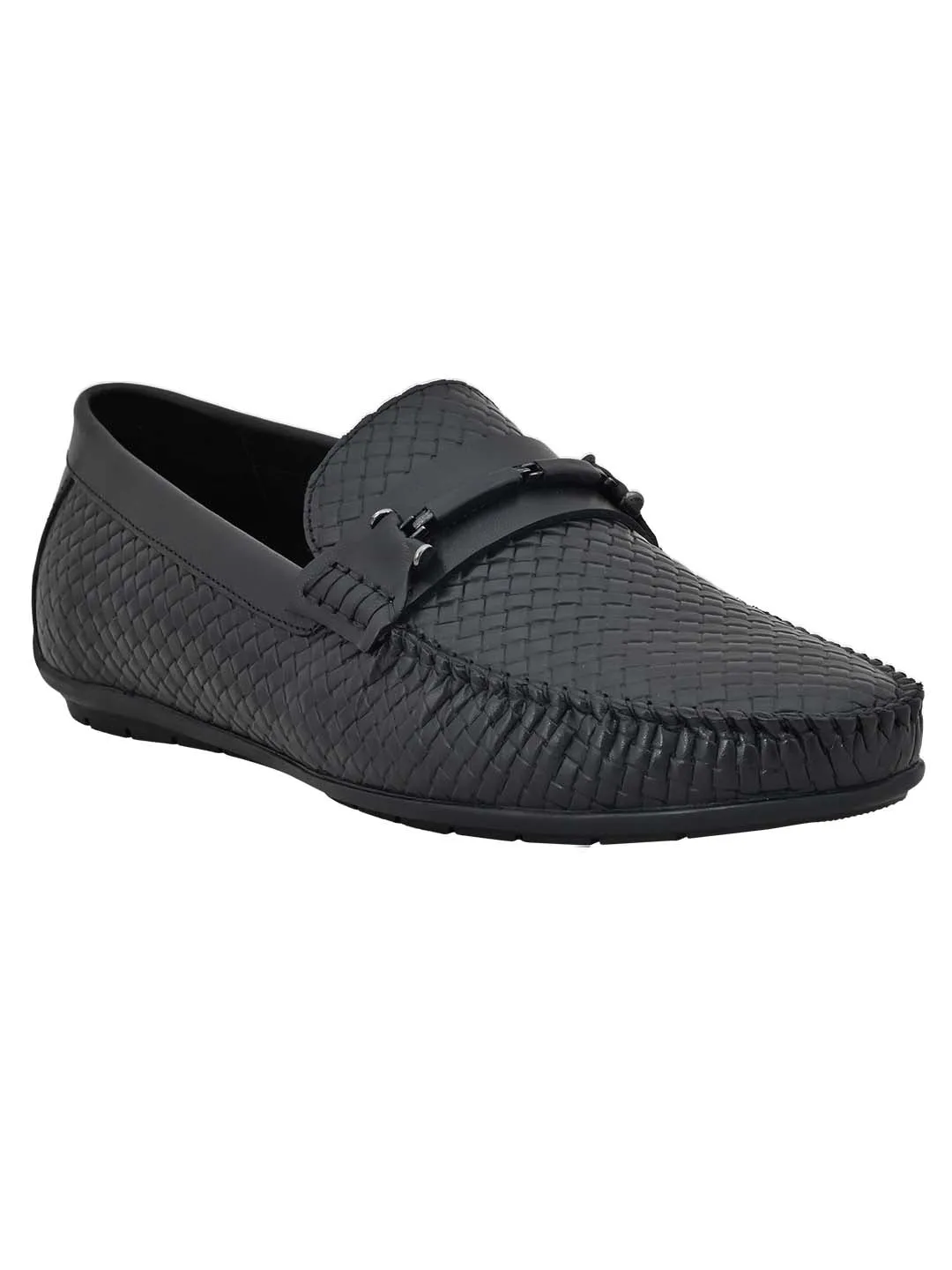 Men Black Basket Weave Textured Loafers Loafers Shoes Sale