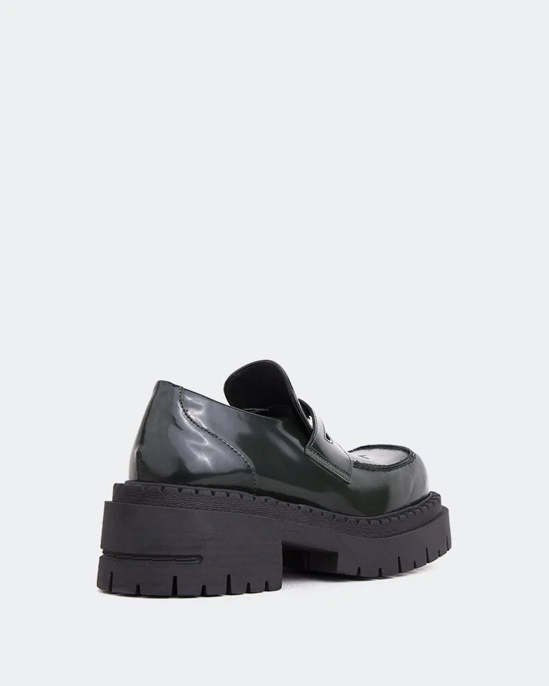 Zolian Green Leather Union Loafers